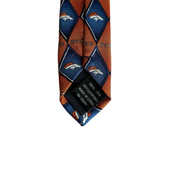 NFL Broncos Orange and Blue Geometric Tie - Picture 4 of 5